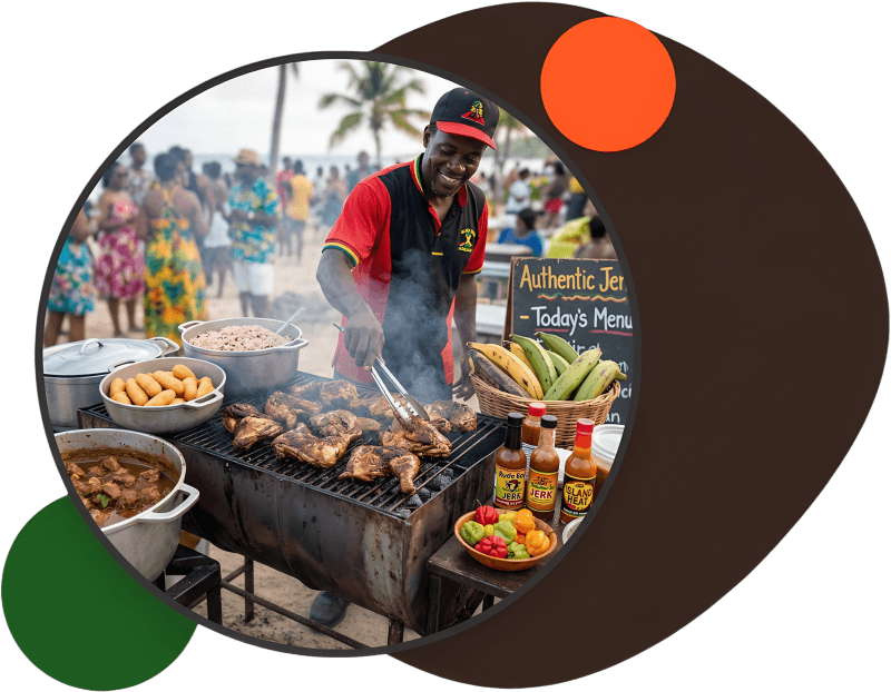 A man on the beach grilling